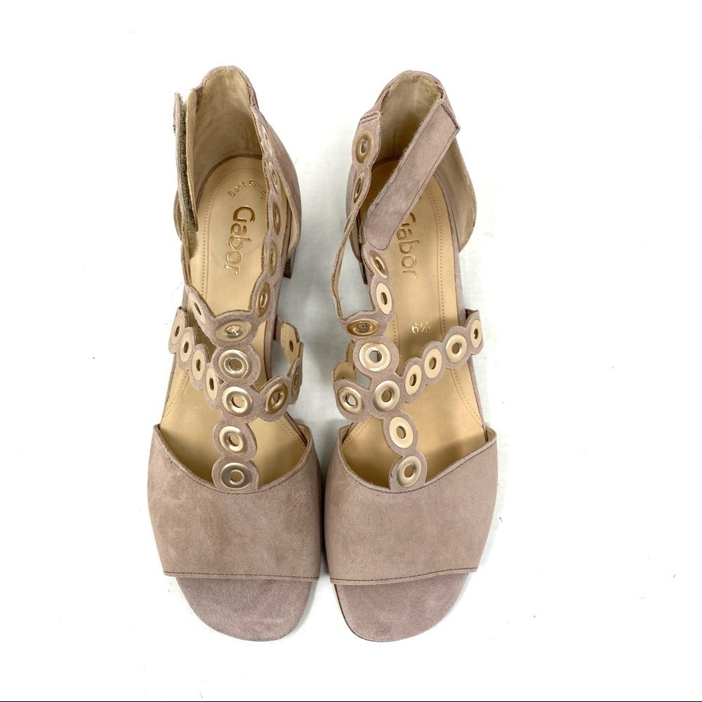 Gabor suede 81.721.14 comfort block heel sandals antikrosa - Picture 4 of 9
